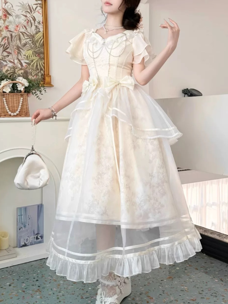 포레스트 스타일 달콤한 빈티지 보우 디자인 드레스 여성 - French Vintage Floral Midi Dress 리뷰 및 가격