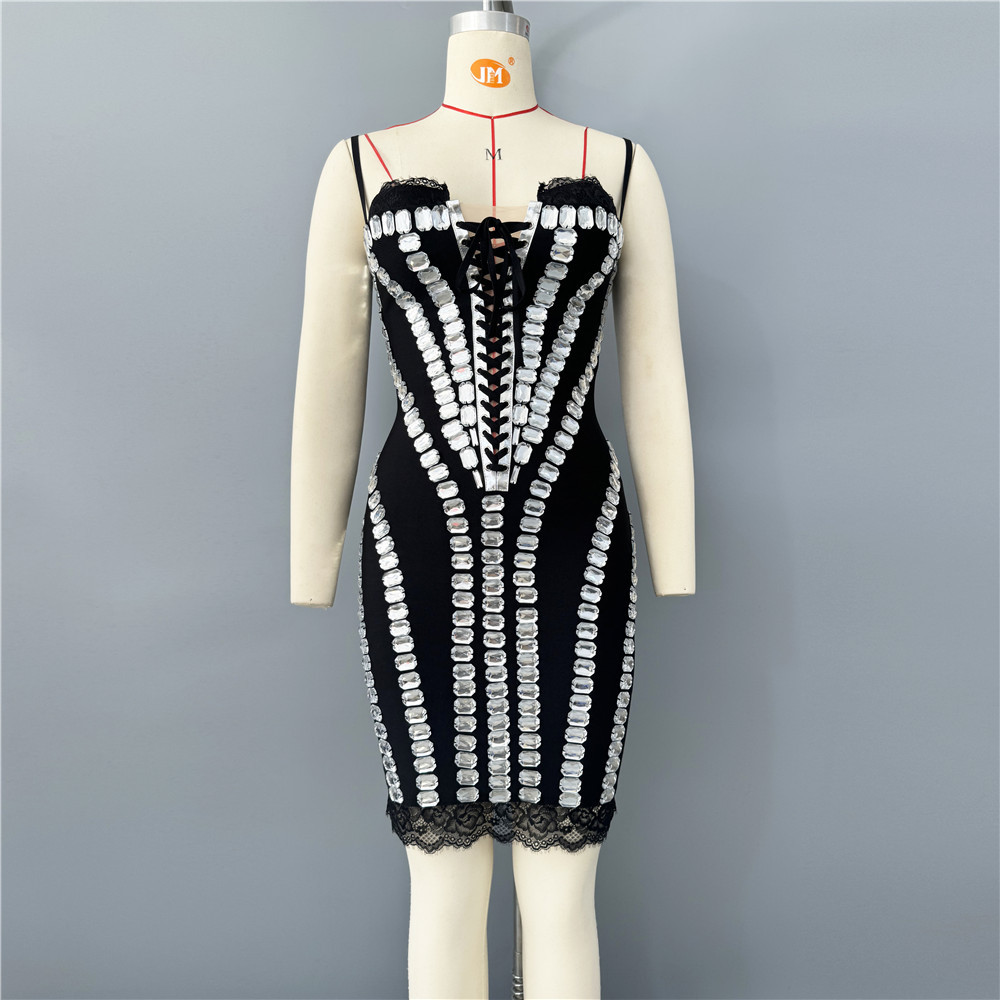섹시한 반짝 이는 라인 석 메쉬 짧은 슬립 드레스를 통 - Sparkly Rhinestone Club Party Dress 리뷰 및 가격