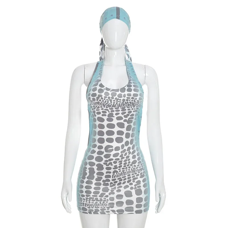 섹시한 홀터넥 스타일의 리벳 장식 미니 드레스, 여성용 - Y2K Backless Halter Mini Dress 리뷰 및 가격