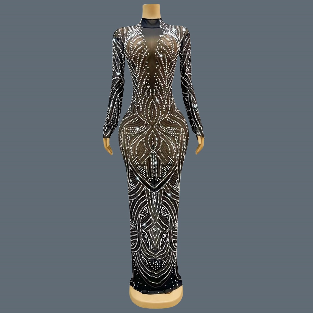 블랙 색상의 새 스타일, 반짝이는 라인스톤 장식의 이브 - Sparkly Rhinestone Club Party Dress 리뷰 및 가격